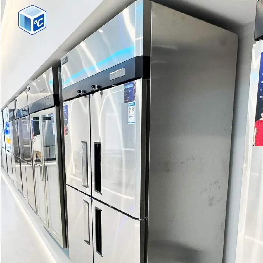 Factory Price Stainless Steel Air Cooling Four Door Dual Temperature Kitchen Refrigerator Vertical Commercial Kitchen Freezer — image 6
