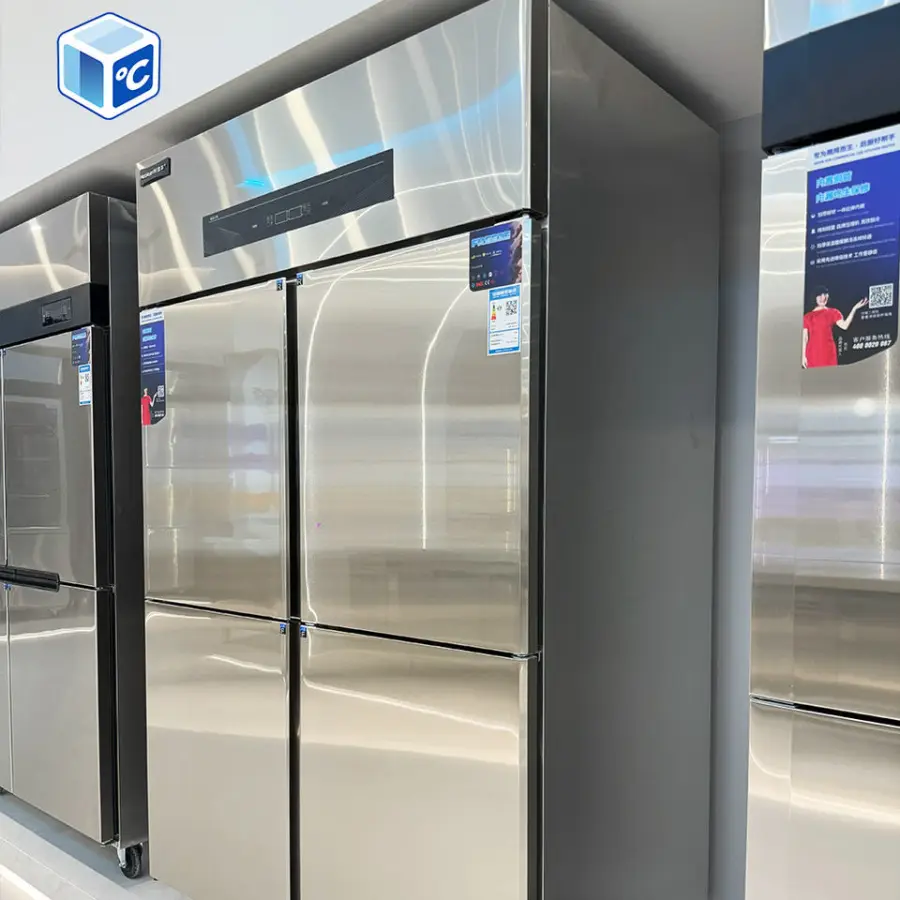 Energy Saving Stainless Steel Freezers Direct Cooling 4 Door -18℃ Vertical Commercial Kitchen Freezer for Sale — view 1