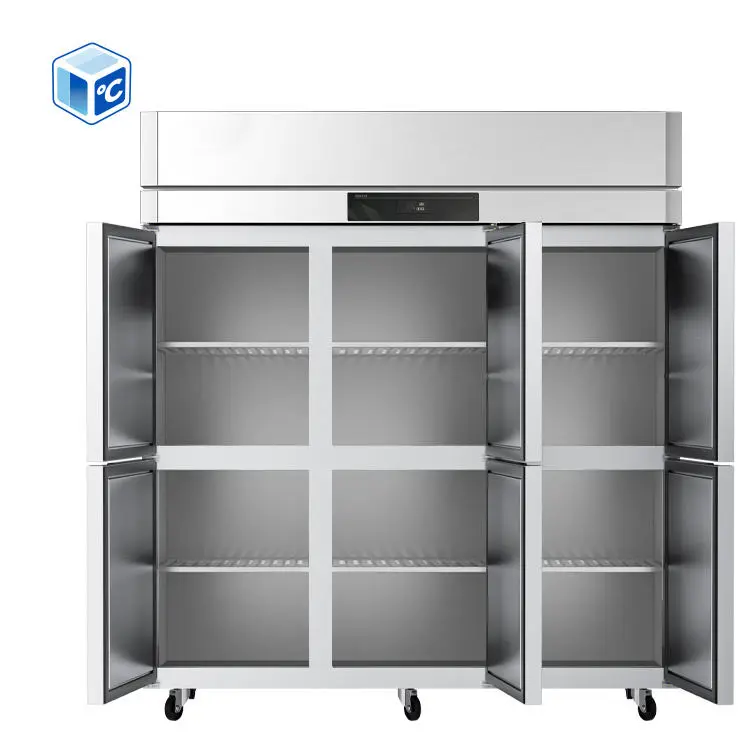 Refrigeration Equipment Stainless Steel Digital Control Upright ≤-15℃ Dual Temp Six Door Glass Commercial Deep Freezer For Meat — image 4