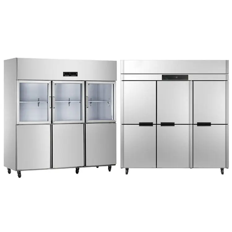 Refrigeration Equipment Stainless Steel Digital Control Upright ≤-15℃ Dual Temp Six Door Glass Commercial Deep Freezer For Meat — image 5