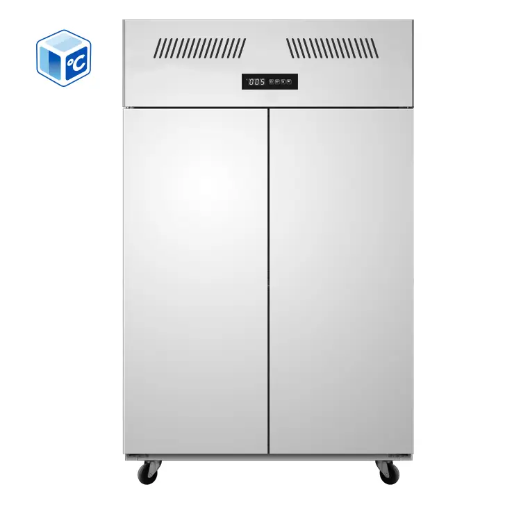 ETL CE Certificate Commercial Refrigeration Air Cooling 2 Door 0℃~10℃ Stainless Steel Freezer Kitchen Refrigerator — view 1