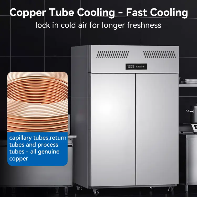 ETL CE Certificate Commercial Refrigeration Air Cooling 2 Door 0℃~10℃ Stainless Steel Freezer Kitchen Refrigerator — image 5