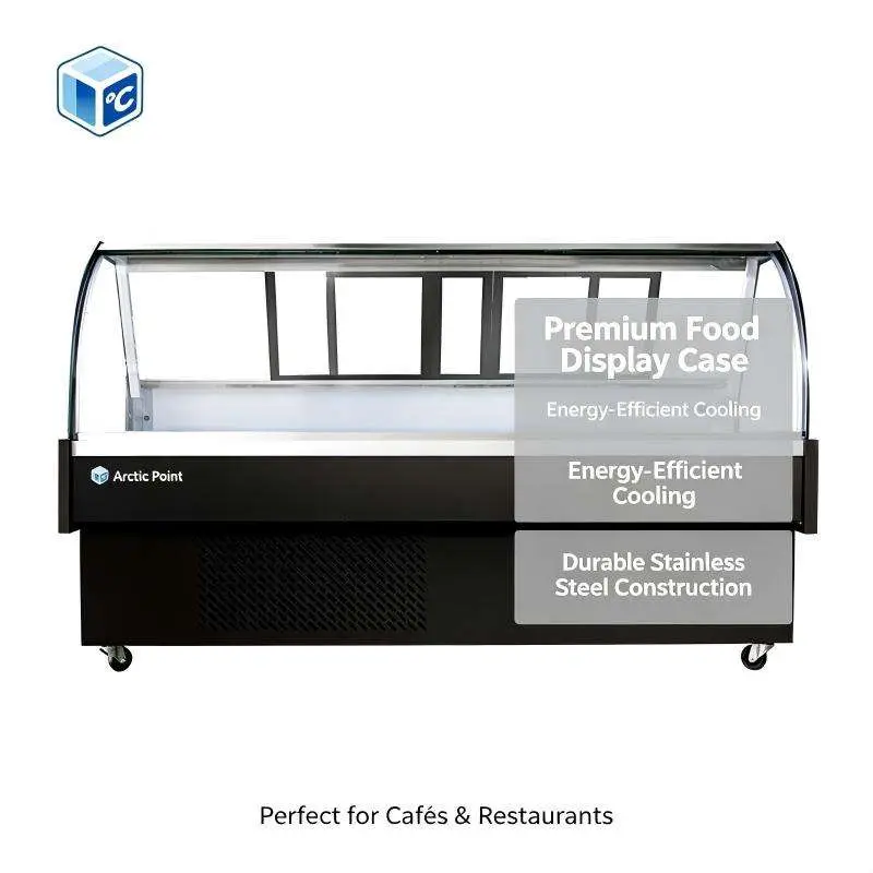 Arctic Point Commercial Meat Display Cabinet Curved Glass Showcase Meat Display Fridge For Butcher Shop — image 5