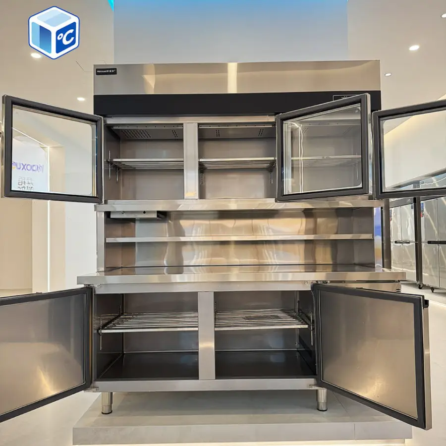Commercial Mother and Son Worktop Refrigerator Combo Worktop Refrigerator with Upper Glass Door 3-in-1 Worktop Refrigerator — image 3