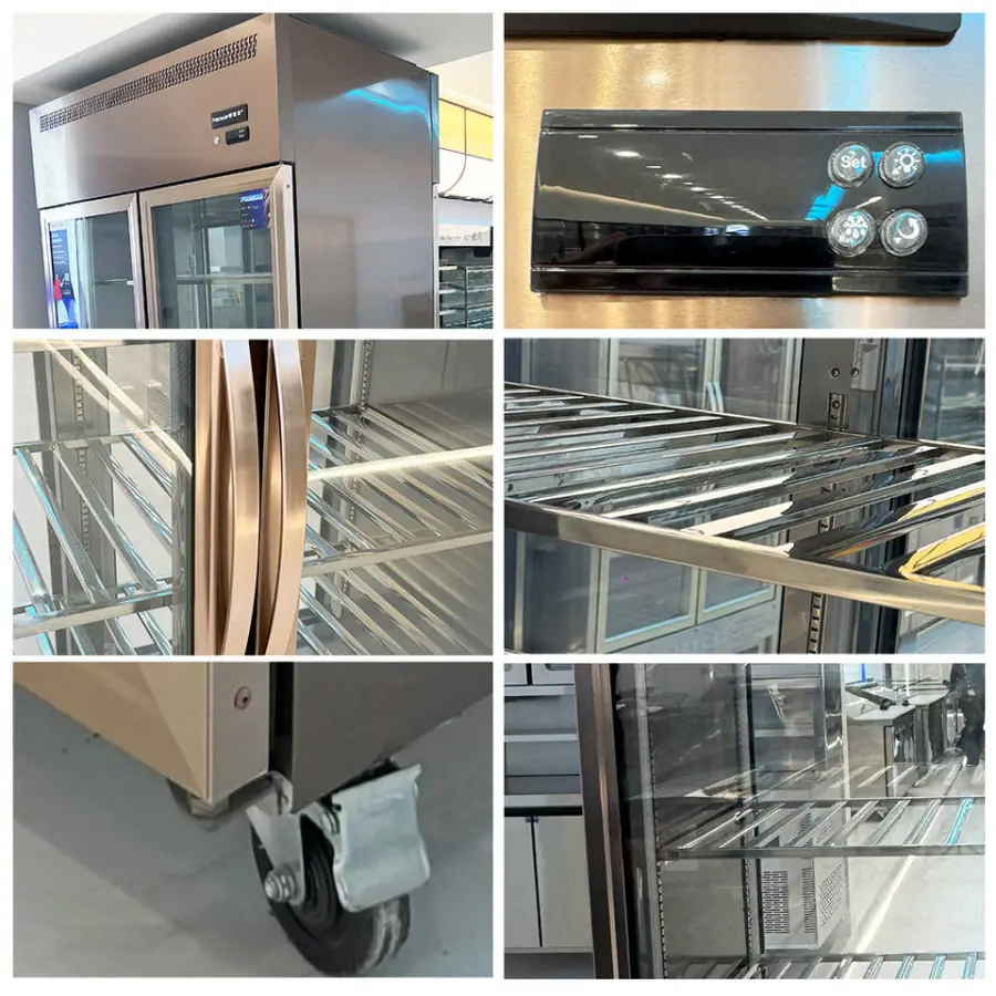 Factor Commercial Double Door Glass Door Refrigerator Upright Display Chiller Refrigerator Four Glass Doors On Both Sides — image 5