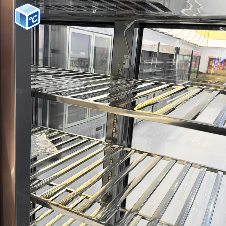 Factor Commercial Double Door Glass Door Refrigerator Upright Display Chiller Refrigerator Four Glass Doors On Both Sides — image 6