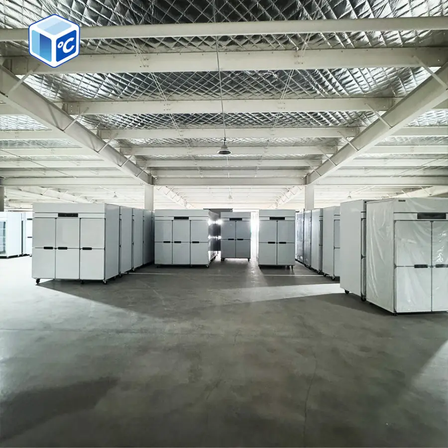 Factor Commercial Double Door Glass Door Refrigerator Upright Display Chiller Refrigerator Four Glass Doors On Both Sides — image 7
