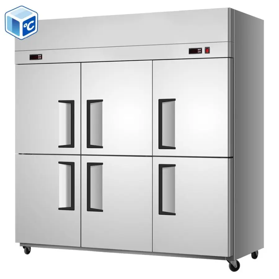 ETL UL CE Stainless Steel Air Cooling Four Door Dual Temperature Kitchen Refrigerator Vertical Commercial Kitchen Freezer — image 3
