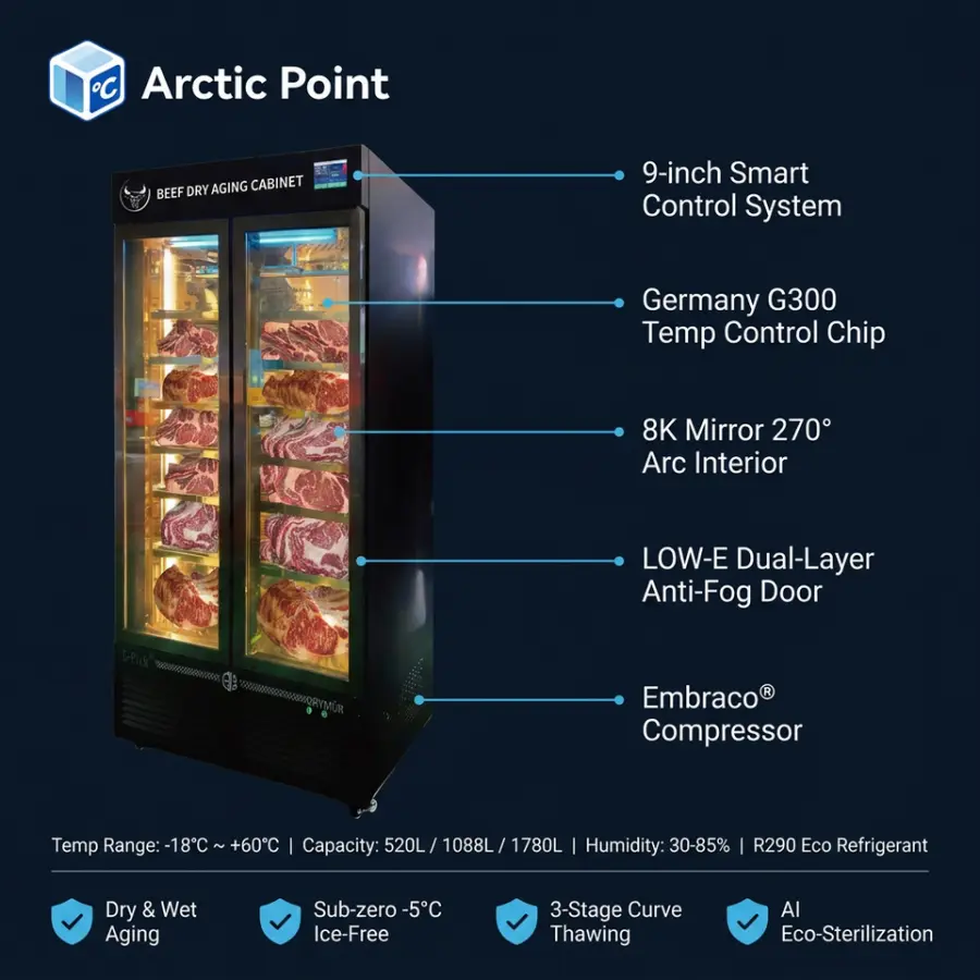 Professional Dry Aged Cabinet Sub-Zero Alpine System Cell Activated Probiotic Cultivation Embraco Commercial Dry Age Meat Fridge — image 4