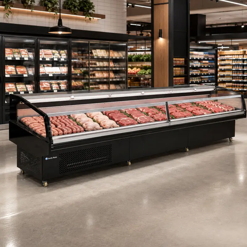 OEM Factory Direct R290 Eco-Friendly Open Type Meat Showcase Air-Cooling Supermarket Island Display Counter Chiller For Meat — image 3