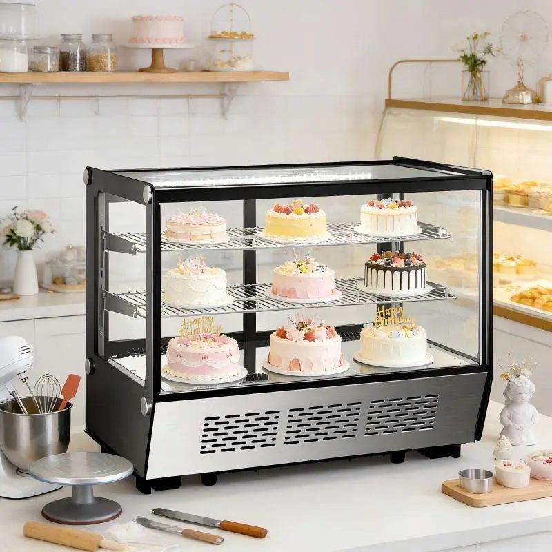 Factory Cake Showcase Chiller Refrigerator Cake Display Showcase 4.8cu.Ft Cake Chiller Table Top Cake Display Fridge Small — image 5
