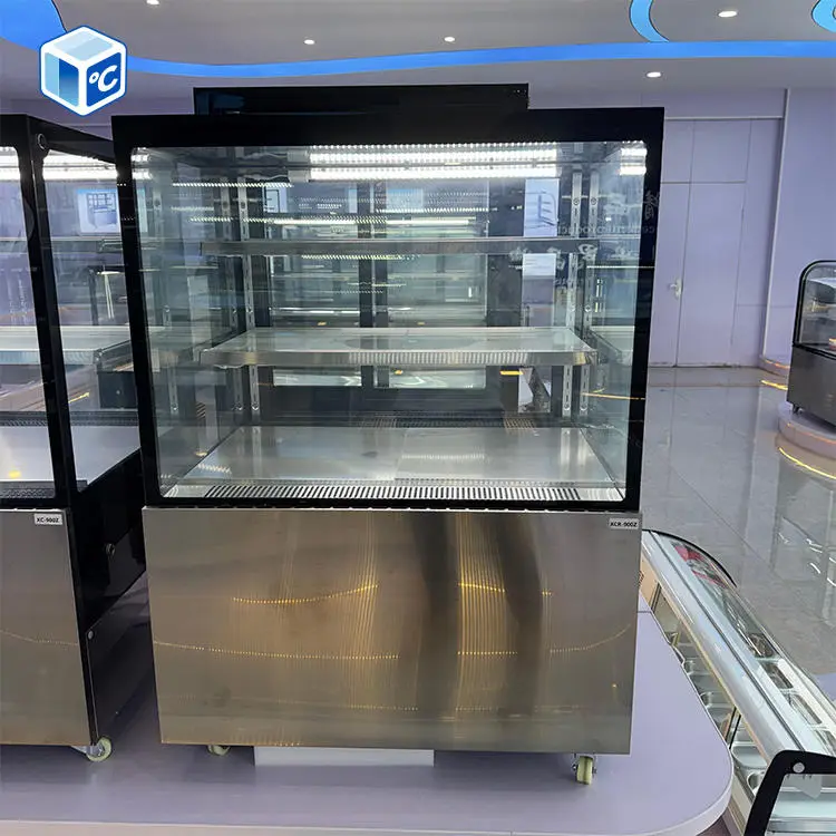 OEM ODM Commercial Cake Display Refrigerator 2 Glass Shelves 1200mm Cake Display Refrigerator Showcase With LED Light — view 1