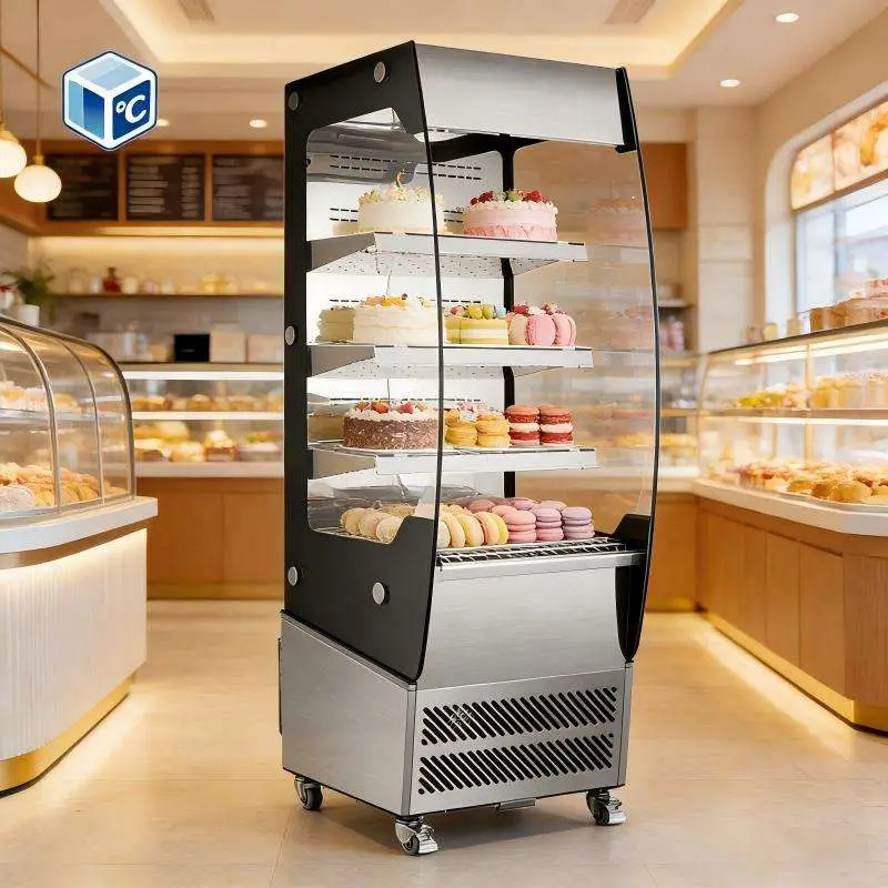Wholesale Cake Display Showcase Refrigerator Glass Door 180L 220L 360L Stainless Steel Commercial Cake Bread Display Fridge — image 6