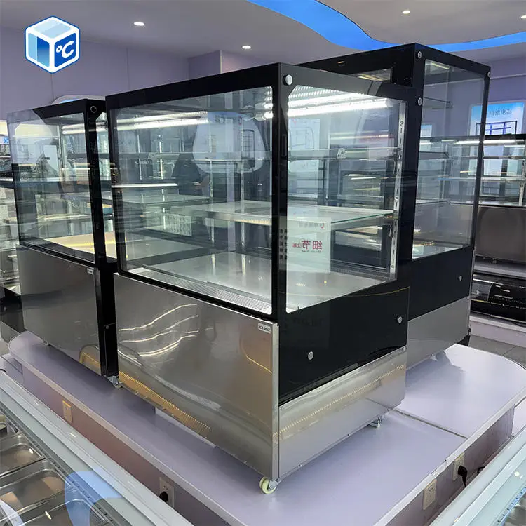 OEM ODM Commercial Cake Display Refrigerator 2 Glass Shelves 1200mm Cake Display Refrigerator Showcase With LED Light — image 3