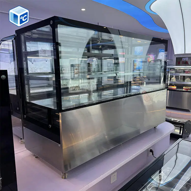OEM ODM Commercial Cake Display Refrigerator 2 Glass Shelves 1200mm Cake Display Refrigerator Showcase With LED Light — image 5