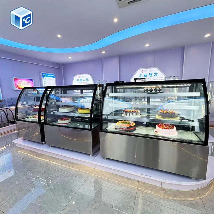 OEM ODM Commercial Cake Display Refrigerator 2 Glass Shelves 1200mm Cake Display Refrigerator Showcase With LED Light — image 7