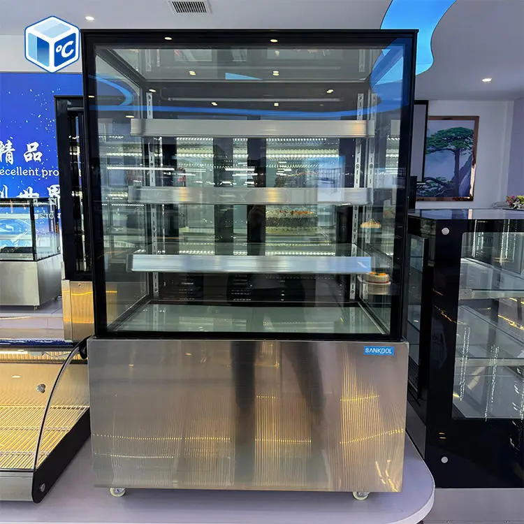Factory Cheapest 3Layer Glass Door Cake Display Fridge Refrigerated Stainless Steel Commercial Cake Display Case for Bakery Shop — image 3
