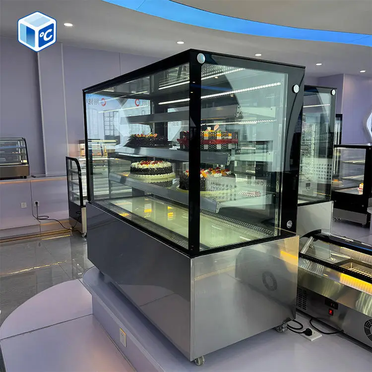 Factory Cheapest 3Layer Glass Door Cake Display Fridge Refrigerated Stainless Steel Commercial Cake Display Case for Bakery Shop — image 5