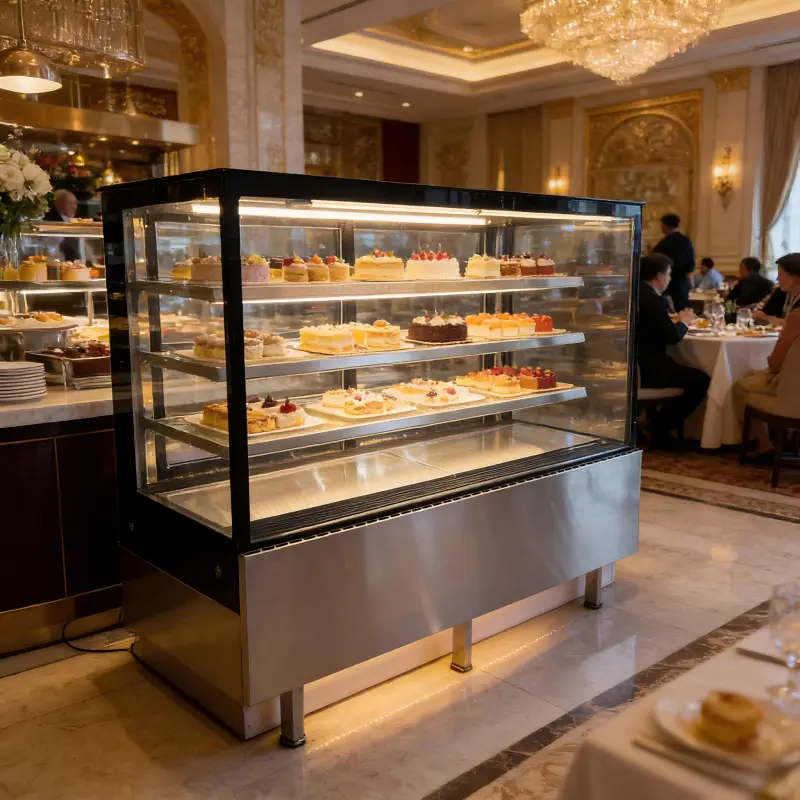 2026 NEW Cake Display Fridge Stainless Steel Commercial Cake Display Cooler Refrigerated Bakery Showcase with Wheels — image 3