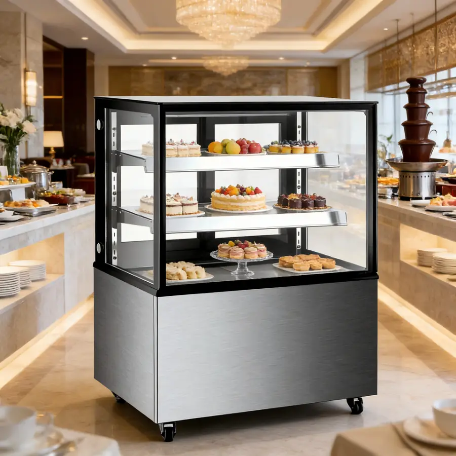Factory Cheapest 3Layer Glass Door Cake Display Fridge Refrigerated Stainless Steel Commercial Cake Display Case for Bakery Shop — image 6