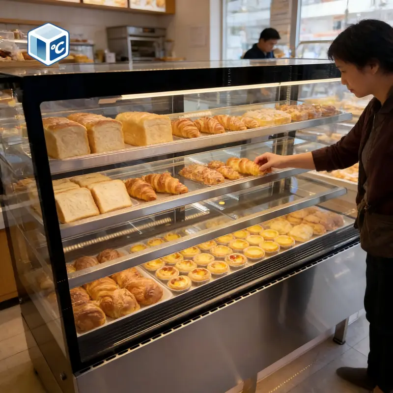2026 NEW Cake Display Fridge Stainless Steel Commercial Cake Display Cooler Refrigerated Bakery Showcase with Wheels — image 4