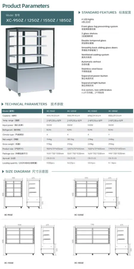 2026 NEW Cake Display Fridge Stainless Steel Commercial Cake Display Cooler Refrigerated Bakery Showcase with Wheels — image 6