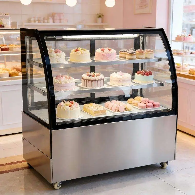 Energy Saving Commercial Cake Display Cooler Stainless Steel Refrigerated Cake Display Showcase With 3 Led Lighting — image 4