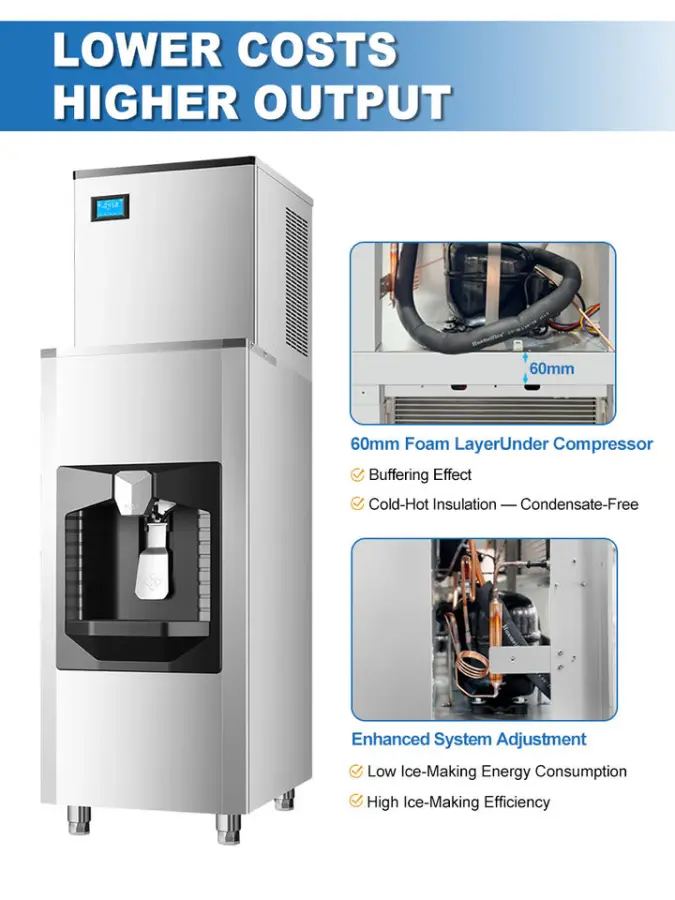 Energy Save Commercial Cube Ice Machine 360lbs -900lbs /day with Auto Dispenser for Hotel and Restaurant Use — image 5