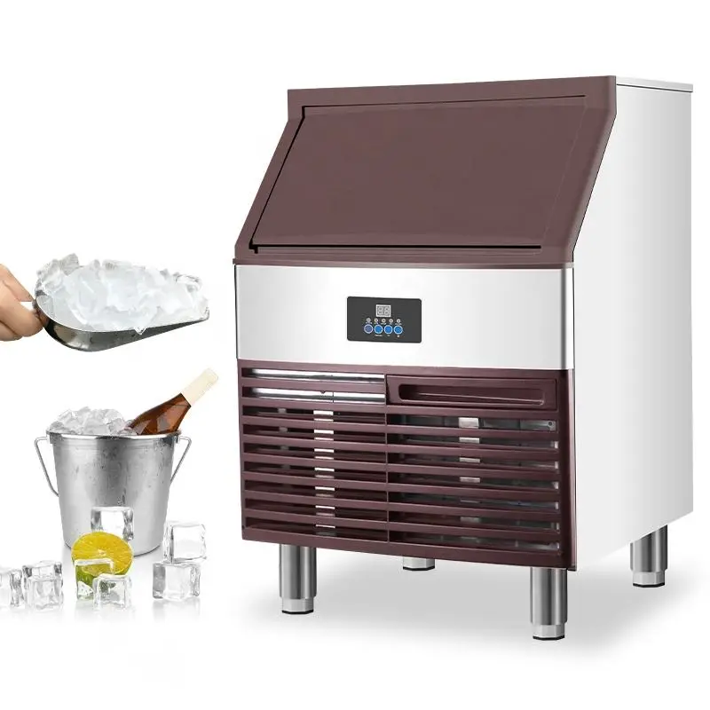 SKOFO Commercial Air Cooling 120kg/24h Full Enclosure Foam Ice Cube Maker Machine with Big Storage Capacity for Restaurant — image 3