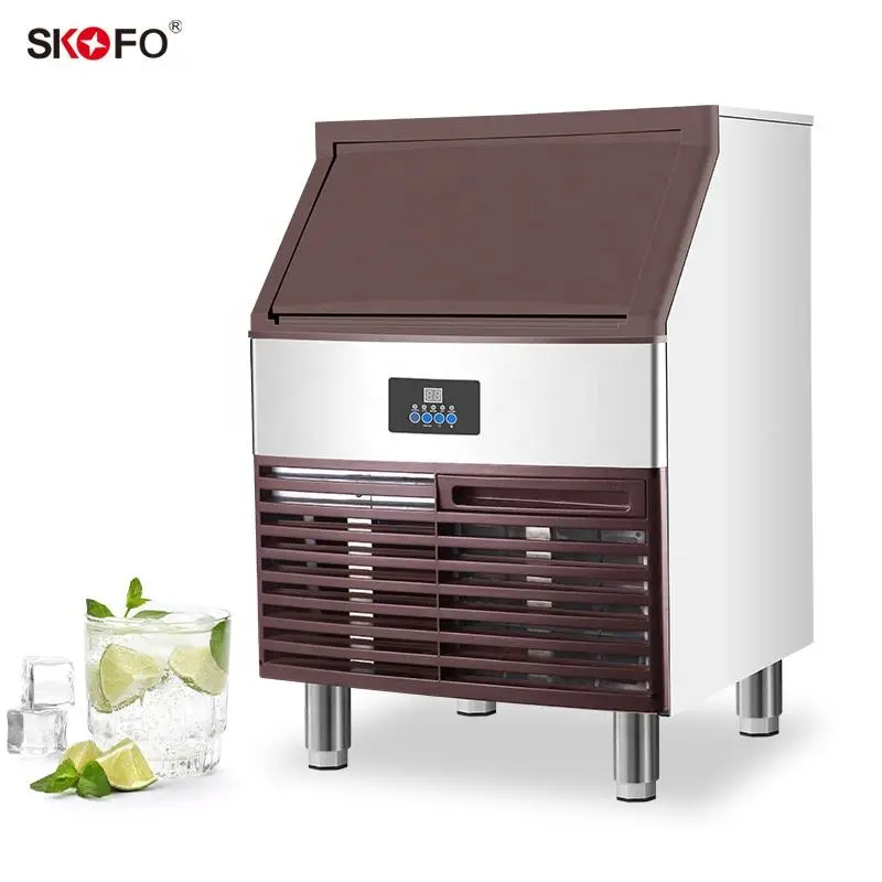 SKOFO Commercial Air Cooling 120kg/24h Full Enclosure Foam Ice Cube Maker Machine with Big Storage Capacity for Restaurant — image 5