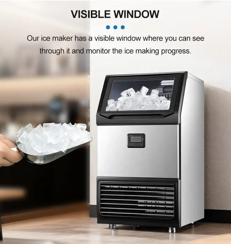 Commercial Electric Ice Maker Machine Stainless Steel Counter Freestanding Cube 126Kg/Day Capacity Hotel Household Use 220-240V — image 4