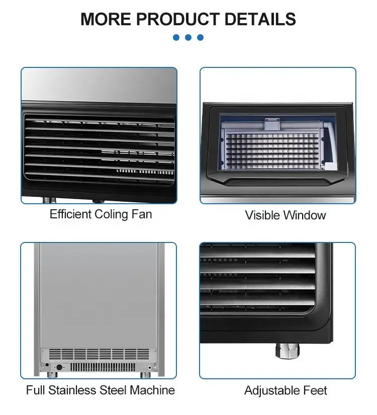 Commercial Electric Ice Maker Machine Stainless Steel Counter Freestanding Cube 126Kg/Day Capacity Hotel Household Use 220-240V — image 5