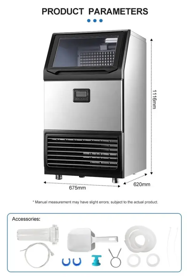 Commercial Electric Ice Maker Machine Stainless Steel Counter Freestanding Cube 126Kg/Day Capacity Hotel Household Use 220-240V — image 6