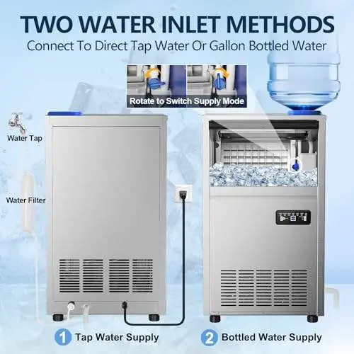 Commercial Fast Ice Maker Machine 11kg Storage Stainless Steel Counter Freestanding for Home — image 2