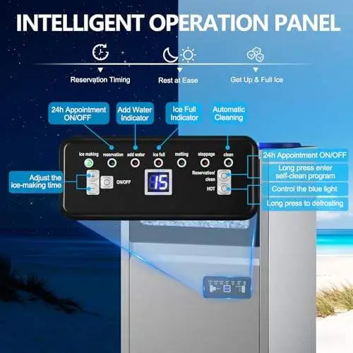 Commercial Fast Ice Maker Machine 11kg Storage Stainless Steel Counter Freestanding for Home — image 3