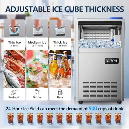 Commercial Fast Ice Maker Machine 11kg Storage Stainless Steel Counter Freestanding for Home — image 5
