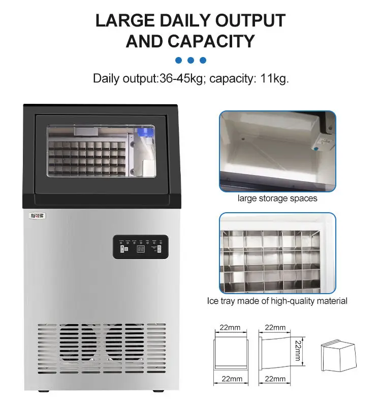 20KG 25KG 30KG 35KG 40KG 60KG 110V 220V Commercial Efficient Ice Making Machines Using Commercial Ice Cubes for Bars — image 6