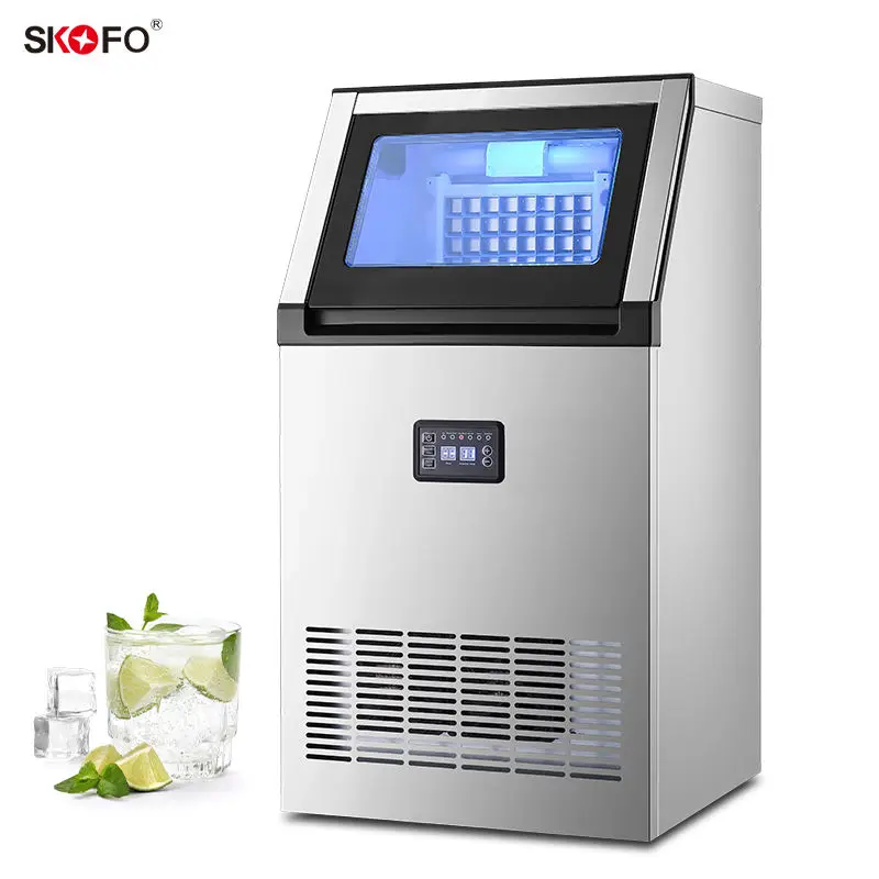Energy Commercial Ice Maker Cube Ice Shape Built-in Freestanding Counter Design Hotel Household Use 40-50kg/day Air Cool — view 6