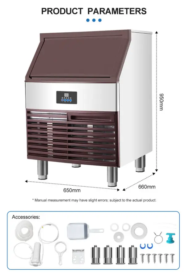 SKOFO Commercial High Quality Stainless Steel Touchpad Control Electric Cube Ice Maker Machine 90Kg/Day Hotel Household Use — image 5