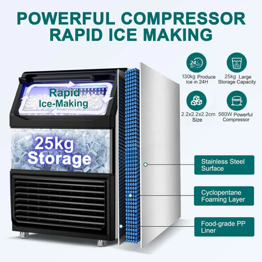 Commercial Floor Water Flowing Type Compact Ice Making Machine with Adjustable Ice Size Settings — image 3