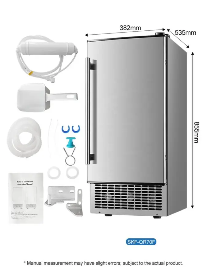 100 Lbs/Day Undercounter Built-in Ice Maker Machine Reversible Door Commercial Use Tap Water Input Ice Cube Maker 10KG S — view 3