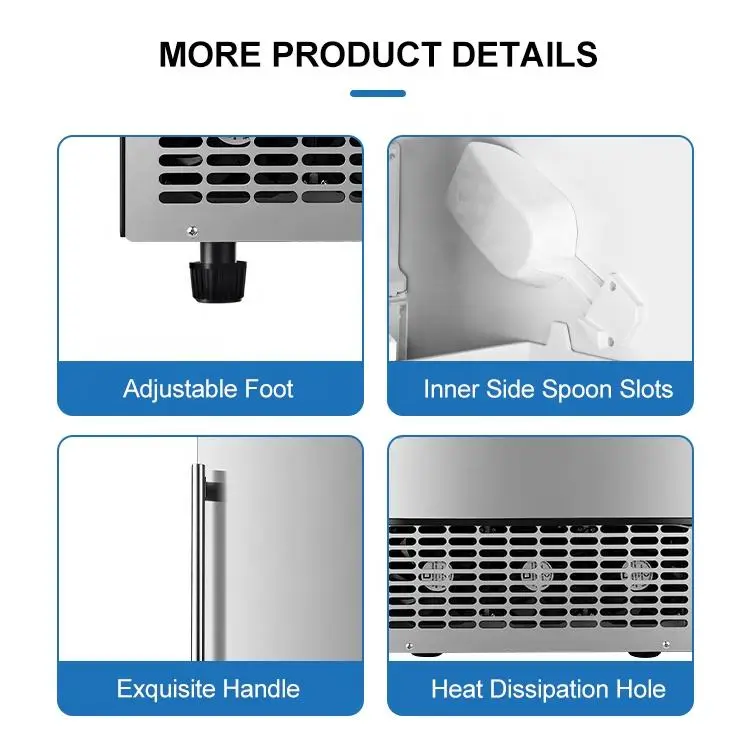 100 Lbs/Day Undercounter Built-in Ice Maker Machine Reversible Door Commercial Use Tap Water Input Ice Cube Maker 10KG S — view 5