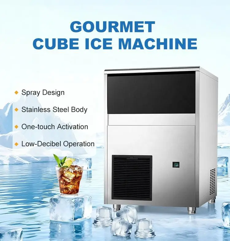 Big Gourmet Commercial Ice Maker Electric Stainless Steel 50kg/24h Hard Clear Cube Ice Machine Spray-on System for Household — image 3