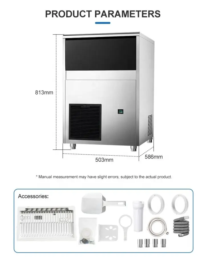 Big Gourmet Commercial Ice Maker Electric Stainless Steel 50kg/24h Hard Clear Cube Ice Machine Spray-on System for Household — image 4