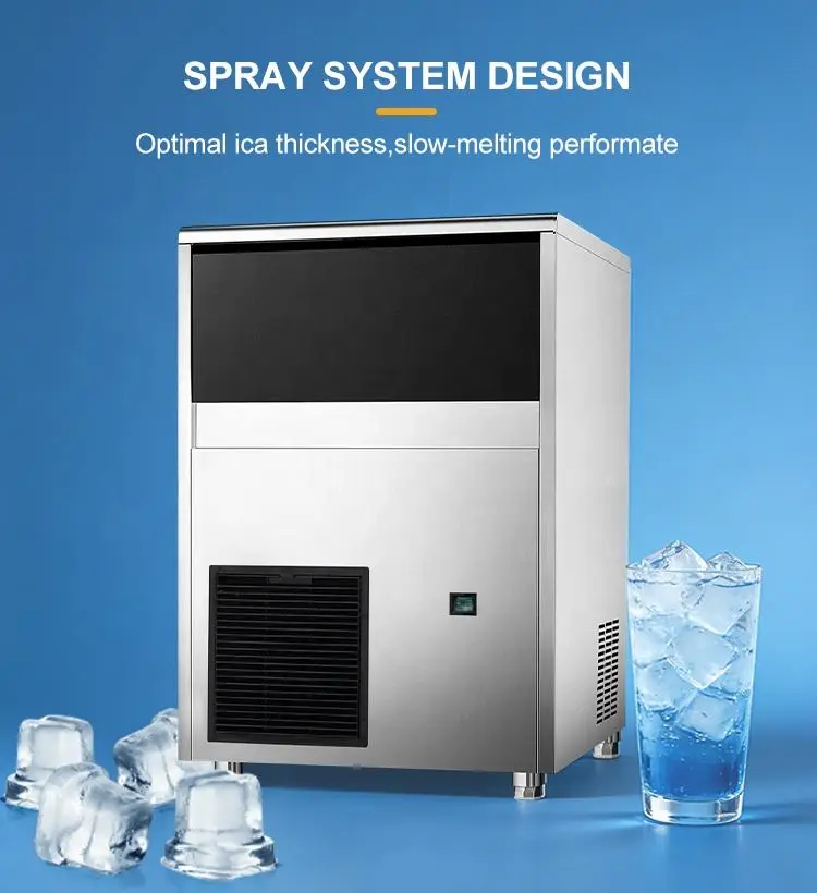 Big Gourmet Commercial Ice Maker Electric Stainless Steel 50kg/24h Hard Clear Cube Ice Machine Spray-on System for Household — image 6