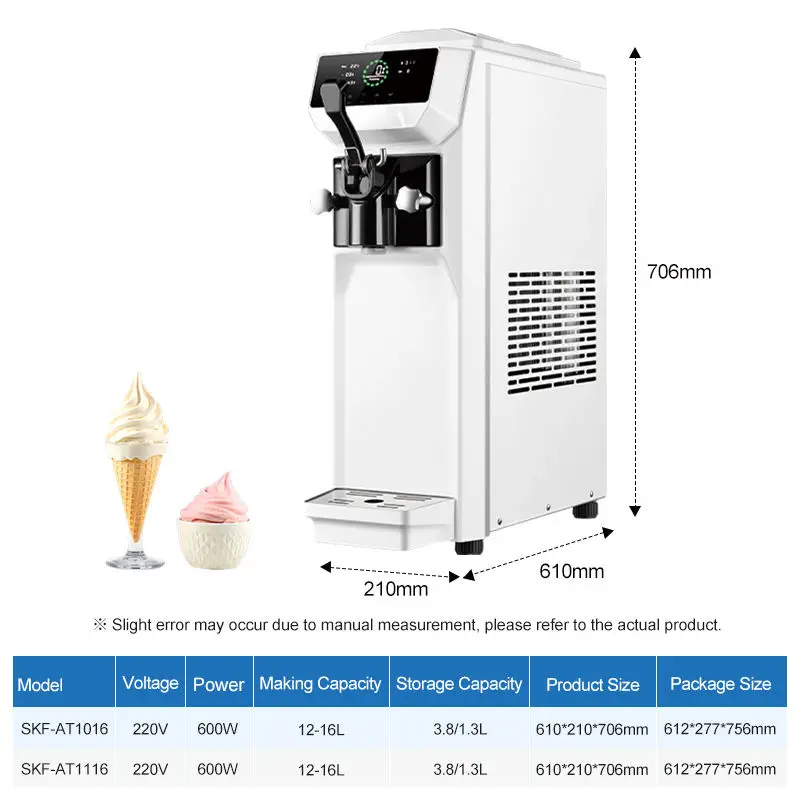 Factory Outlet Commercial Mini Table Top Electric 220V Stainless Steel Restaurant Use Automatic Air-Cooling Ice Cream Machine — image 6