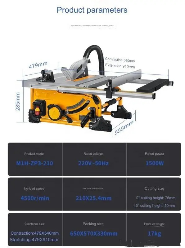10 Inch Portable Table Saw Retractable Table Saw Board Cutting Line Cutting Saw Router Platform for Woodworking — image 5