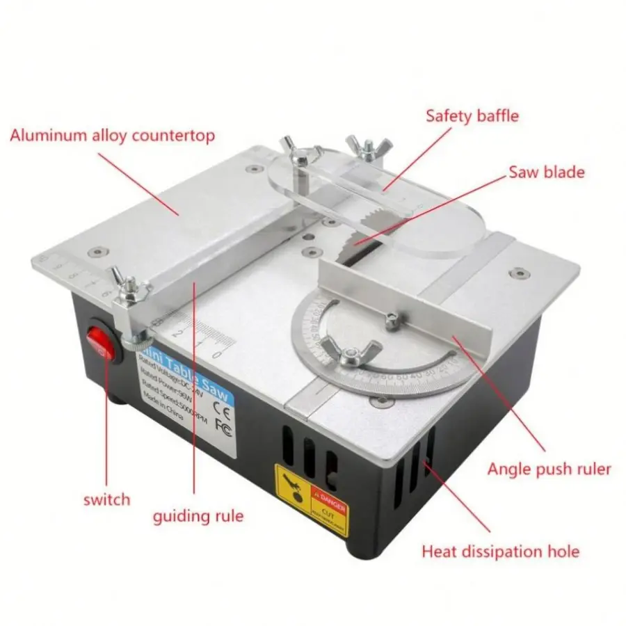 110v/220v Desktop Mini Table Saw 2-inch DIY Small Desktop Cutting Machine Can Saw Wood Aluminum Alloy Kit Mini Saw Table — view 3