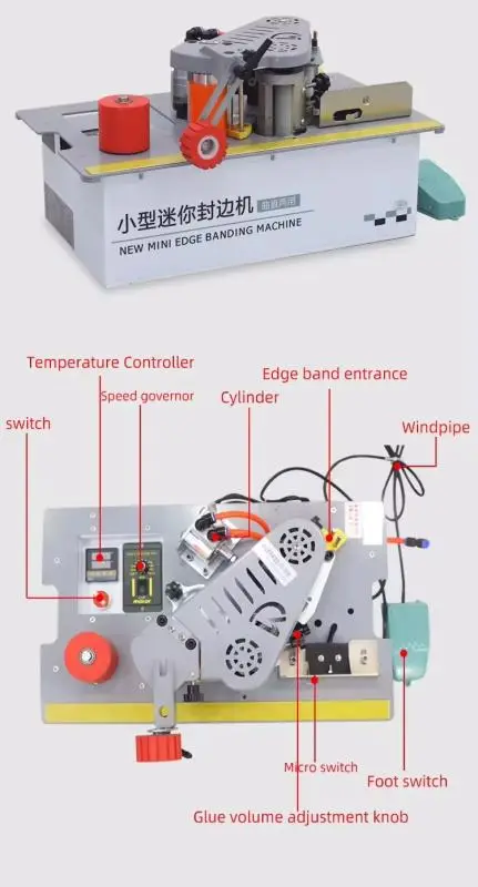 High Quality Automatic Woodworking Mini Edge Banding Machine with PLC and Bearing — image 6