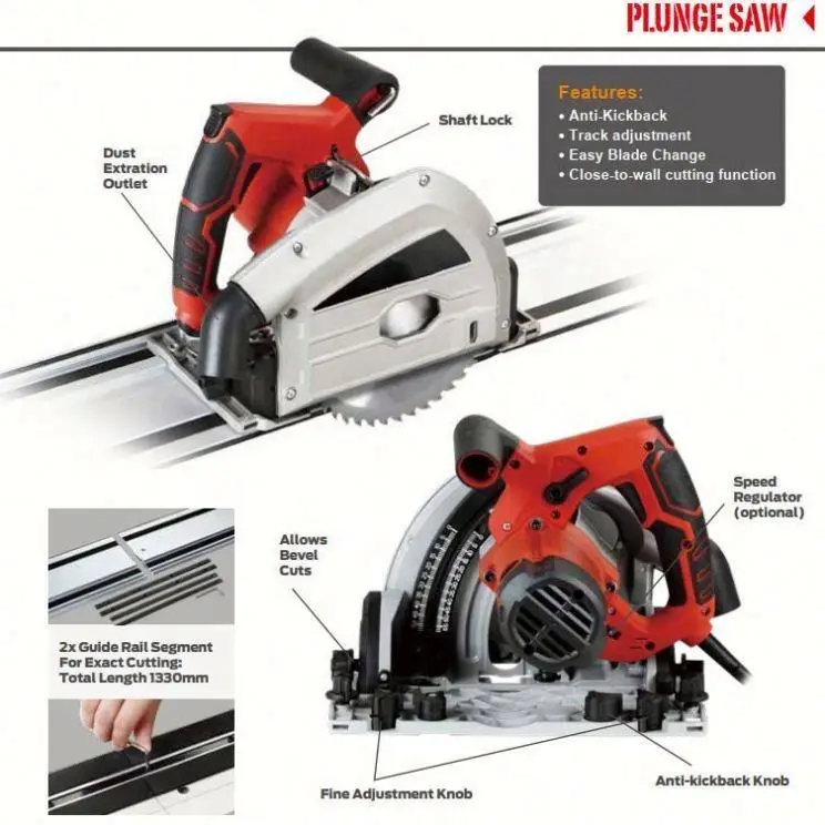 Speed Circle Plunge Saw Machine 220V Wood Cutting Track Saw Aluminum Track Saw Woodworking Cutting Equipment — image 2